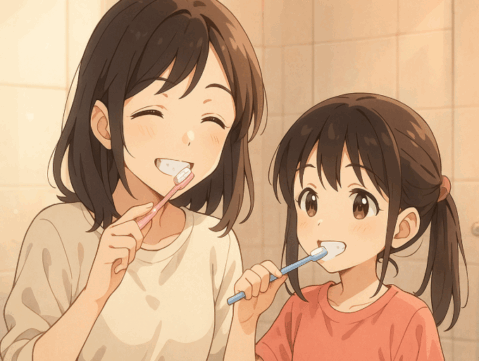 口臭は遺伝しない、歯磨きが大事だと知っている親子