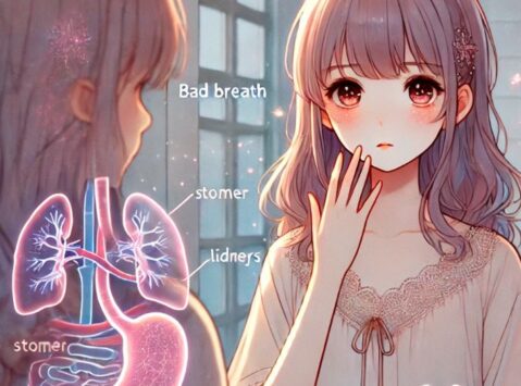 口臭と体の病気の関係をイメージするイラスト。
