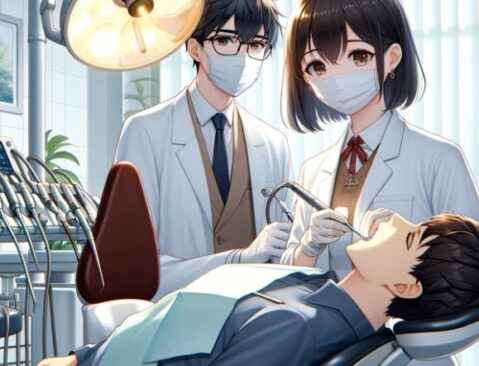口臭外来で口臭治療を受ける男性患者
