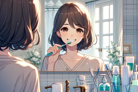 自宅ケアで歯周病と口臭が治った人のイラスト