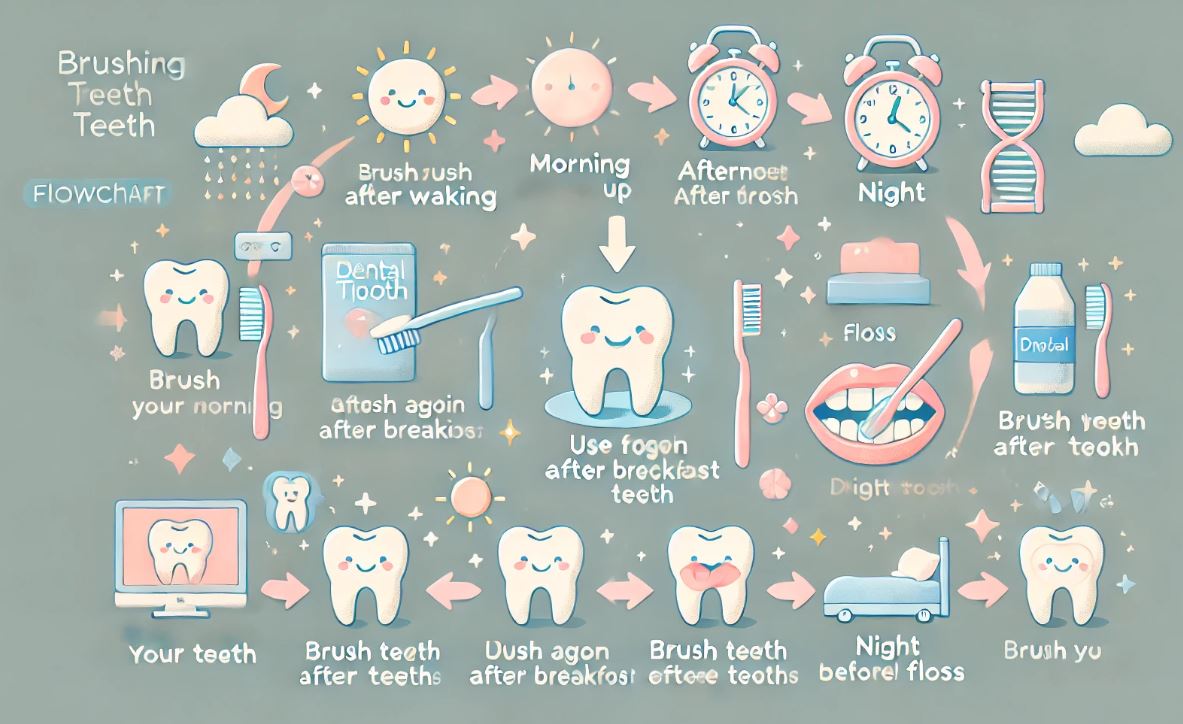 朝・昼・夜の歯磨きタイミングのフローチャート