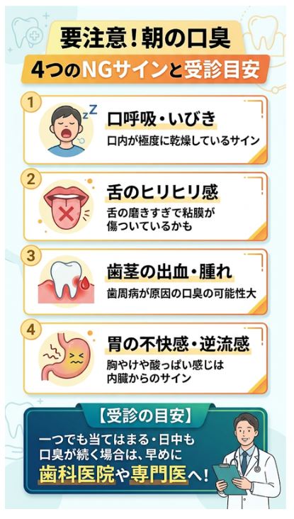 朝の口臭で注意すべき4つのNGサインと歯科医院受診の目安