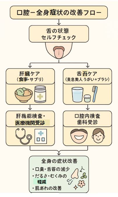 口腔・全身症状の改善フロー図解