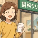 口臭外来で保険治療を受けて治った女性の安心した表情のイラスト