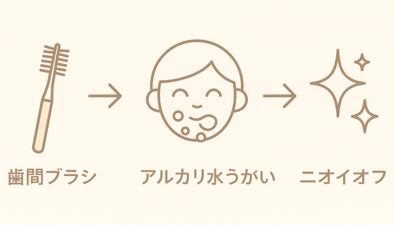歯間ケア＋アルカリ水 図解