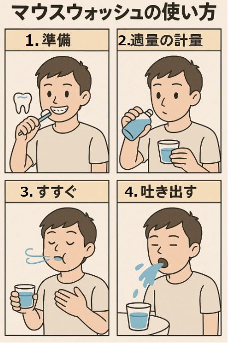 マウスウォッシュの正しい使い方ステップ