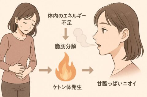 ダイエット口臭のメカニズムを図解したイラスト
