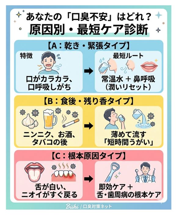 キス前の口臭不安3つのタイプ診断と対策:乾き・残り香・根本原因