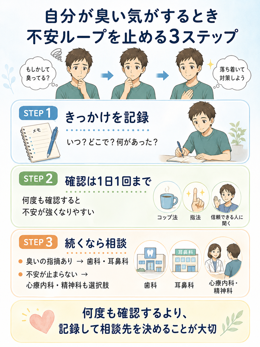 自分が臭い気がする不安ループを止める3ステップ図解