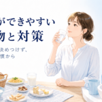 膿栓ができやすい食べ物と食後の水分・うがい習慣をやさしく伝える口臭ケアのTOP画像